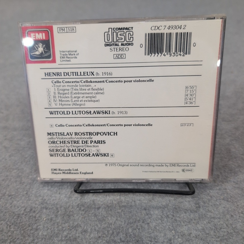 Lutoslawski Dutilleux Cello‎ Concertos Rostropovich EMI Classical CD - Picture 2 of 2